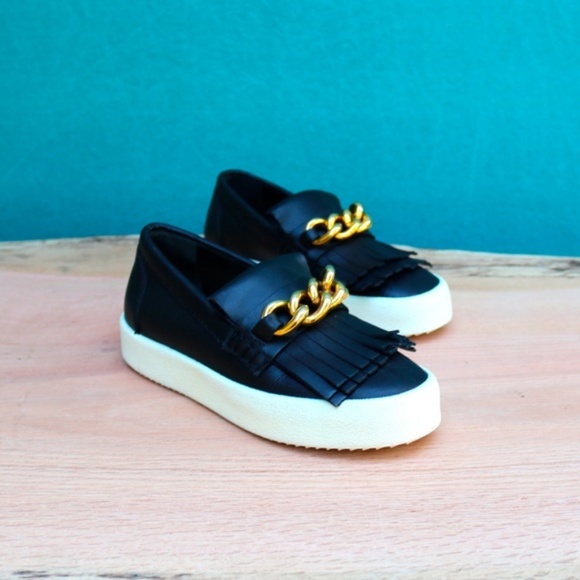 Giuseppi Zanotti Black Leather Fringe Sneakers - Picture 2 of 7